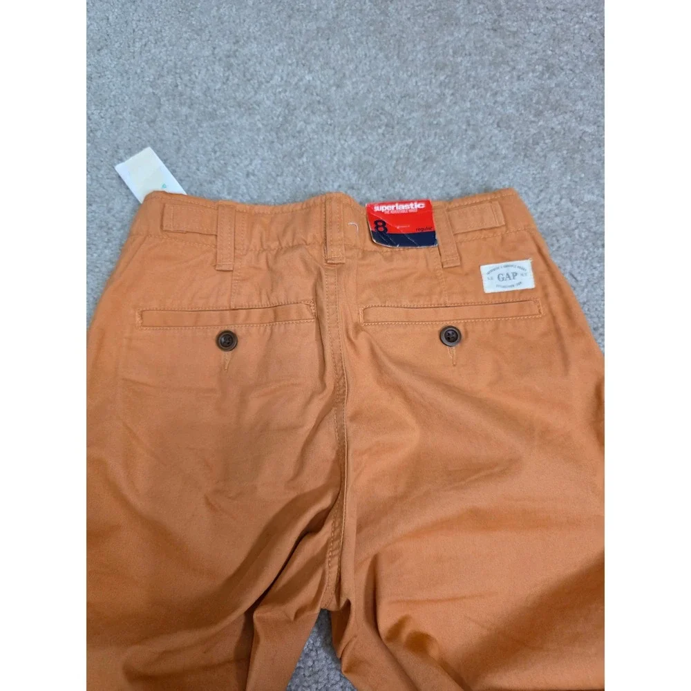 Gap Kids Relaxed Fit Chino Pants Orange Size 8 Regular NWT Adjustable Waist